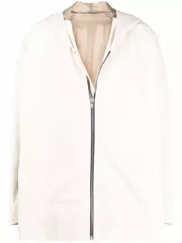 Rick Owens пальто оверсайз с капюшоном, нейтральный цвет