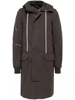 Rick Owens пальто с капюшоном, коричневый