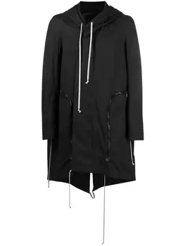 Rick Owens парка с объемными карманами и капюшоном, черный