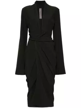 Rick Owens платье-халат из крепа с завязками, зеленый