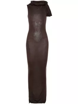 Rick Owens платье макси Banded T, коричневый