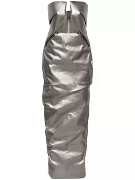 Rick Owens платье макси без бретелей, серебристый