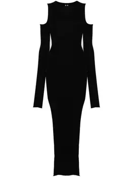 Rick Owens платье макси Cape в рубчик, черный