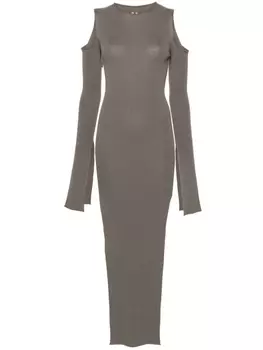 Rick Owens платье макси Lido Cape из вирджинской шерсти, серый