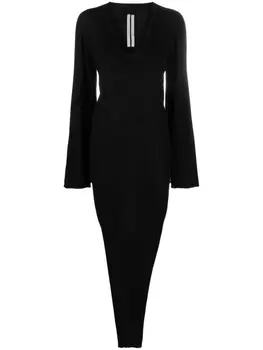 Rick Owens платье макси Toga с V-образным вырезом, черный
