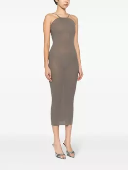 Rick Owens платье Skorpio в рубчик, серый