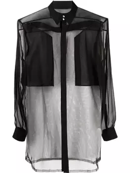 Rick Owens полупрозрачная рубашка, черный