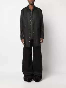 Rick Owens полупрозрачная рубашка Jumbo Fogpocket, черный