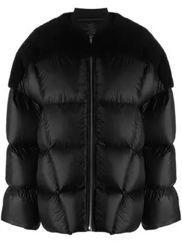Rick Owens пуховик с меховой вставкой, черный