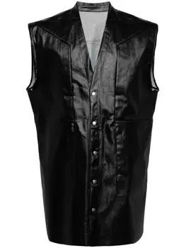 Rick Owens рубашка из искусственной кожи без рукавов, черный