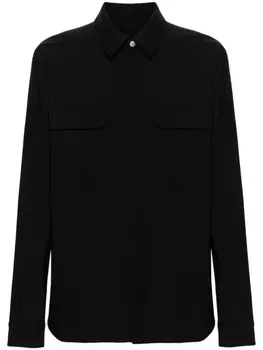 Rick Owens рубашка из вирджинской шерсти на кнопках, черный