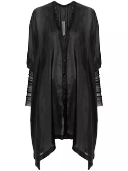 Rick Owens шелковая рубашка с рукавами в рубчик, черный