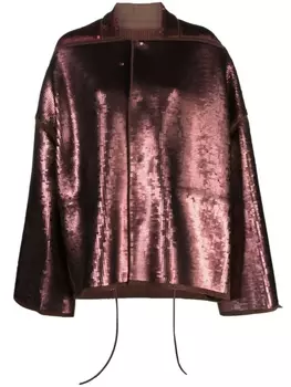 Rick Owens шерстяной жакет с кулиской и пайетками, коричневый