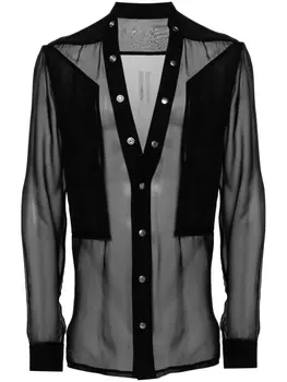 Rick Owens шифоновая рубашка Larry Fogpocket, черный