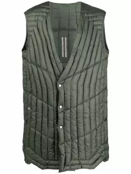 Rick Owens стеганый жилет, зеленый