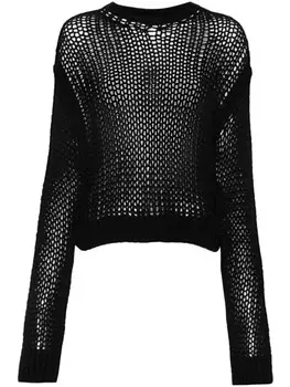 Rick Owens свитер крупной вязки, черный