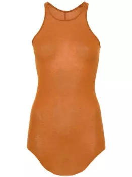 Rick Owens топ Basic Rib в рубчик, коричневый