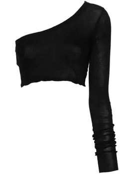 Rick Owens топ Ziggy из органического хлопка на одно плечо, черный