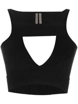 Rick Owens трикотажный топ с вырезами, черный