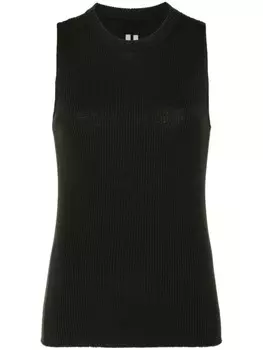 Rick Owens трикотажный топ в рубчик, зеленый