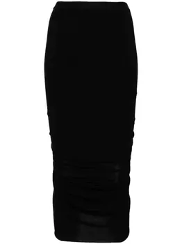 Rick Owens юбка миди Shrimp со сборками, черный