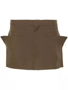 Rick Owens юбка мини из вирджинской шерсти, зеленый