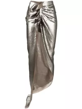 Rick Owens юбка с разрезом и пайетками, серебристый