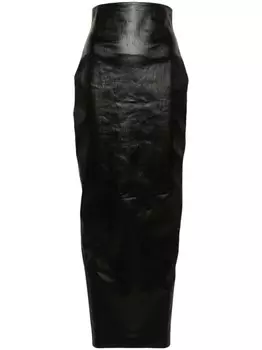 Rick Owens юбка-стойка макси из денима с покрытием, черный