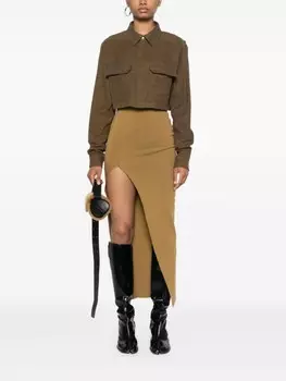 Rick Owens укороченная рубашка на кнопках, зеленый