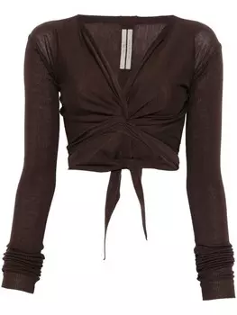 Rick Owens укороченный кардиган с запахом, коричневый