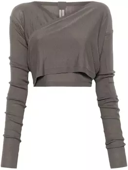 Rick Owens укороченный кардиган с запахом, серый