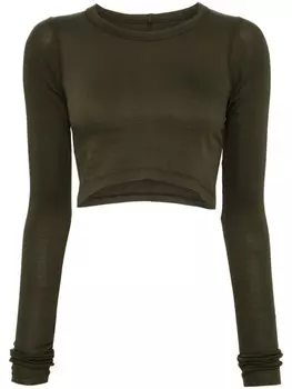 Rick Owens укороченный топ из джерси, зеленый