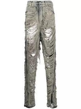 Rick Owens узкие джинсы с эффектом потертости, нейтральный цвет