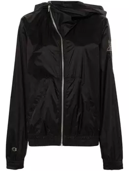 Rick Owens X Champion куртка с капюшоном и вышитым логотипом, черный