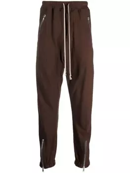Rick Owens зауженные брюки с низким шаговым швом и кулиской, коричневый