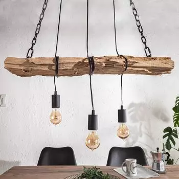 Riess-ambiente Промышленный подвесной светильник BARRACUDA 70 см из переработанного массива дерева с 3 лампами, подвесной светильник Invicta Interior, нейтральный цвет