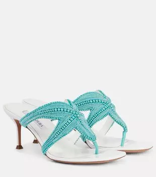 Риф Стар 65 кожаные сандалии-танкетки Aquazzura, Light Aquamarine