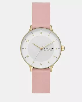 Riis SKW3093 розовые кожаные женские часы Skagen, розовый