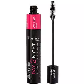 Rimmel Glam Eyes Day 2 Night удлиняющая и придающая объем тушь для ресниц 2в1 001 Черный 9.5мл