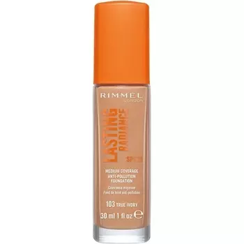 Rimmel Lasting Radiance Тональный крем против загрязнений средней степени покрытия SPF 25 103 True Ivory 30 мл