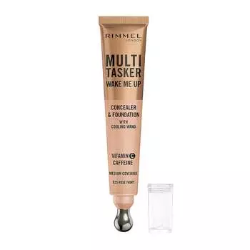 Rimmel Multi Tasker Wake Me Up Concealer and Foundation with Roller - 025 Rose Ivory