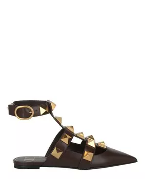 Римские балетки с заклепками Valentino, цвет Dark Brown