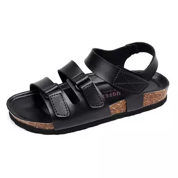 Римские сандалии унисекс Golofi, цвет Black with black base, three buckles, 118A.