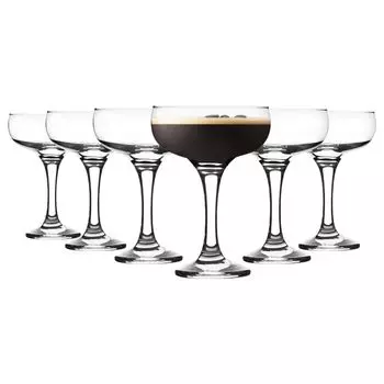 Rink Drink Espresso Martini Бокалы — классические 20-е годы ГЭТСБИ арт-деко винтажное стеклянное блюдце-купе для шампанского — 235 мл — упаковка из 12 шт