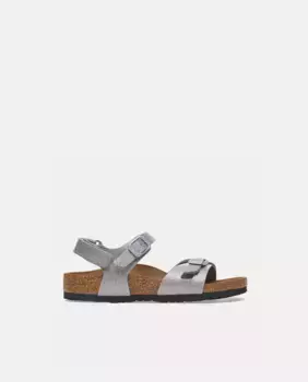 Rio KIDS Birko Fllor сверкающие босоножки Birkenstock, серебряный