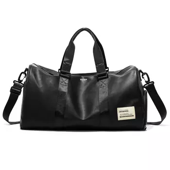 RIOREX Спортивная сумка из искусственной кожи 32 л, сумка через плечо, сумка-багаж, дорожная сумка унисекс, черно-бело-коричневый