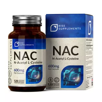 Rise Supplements, NAC N-Acetyl L-Cysteine 600 мг, Биологически активная добавка, 120 капсул Inna Marka