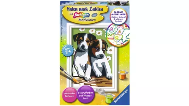 Рисование по номерам цветными мотивными линиями милые щенки Ravensburger Beschftigung