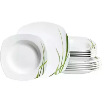 Ritzenhoff & Breker Сервиз «Графический» (набор, 12 предметов), набор посуды с декором из травы, зеленый