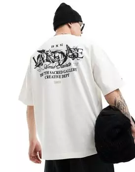 River Island – Angel – Белая футболка с принтом на спине